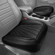 CAR PASS 2 Pack Leather Front Car Seat Covers, Two Pieces Bottom All Black