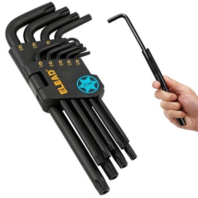 11-Pc Torx Star Allen Wrench Set T10-T50 Long Arm w/ Extension Bar S2 Steel