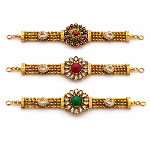 New Elegant Antique Diamante Stone Mixed Metal Bracelet Jewellery Golden Colour