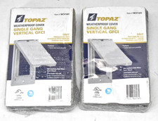 Lot of 2 Topaz Weatherproof Covers Single Gang Vertical GFCI Gray WCV1GFI