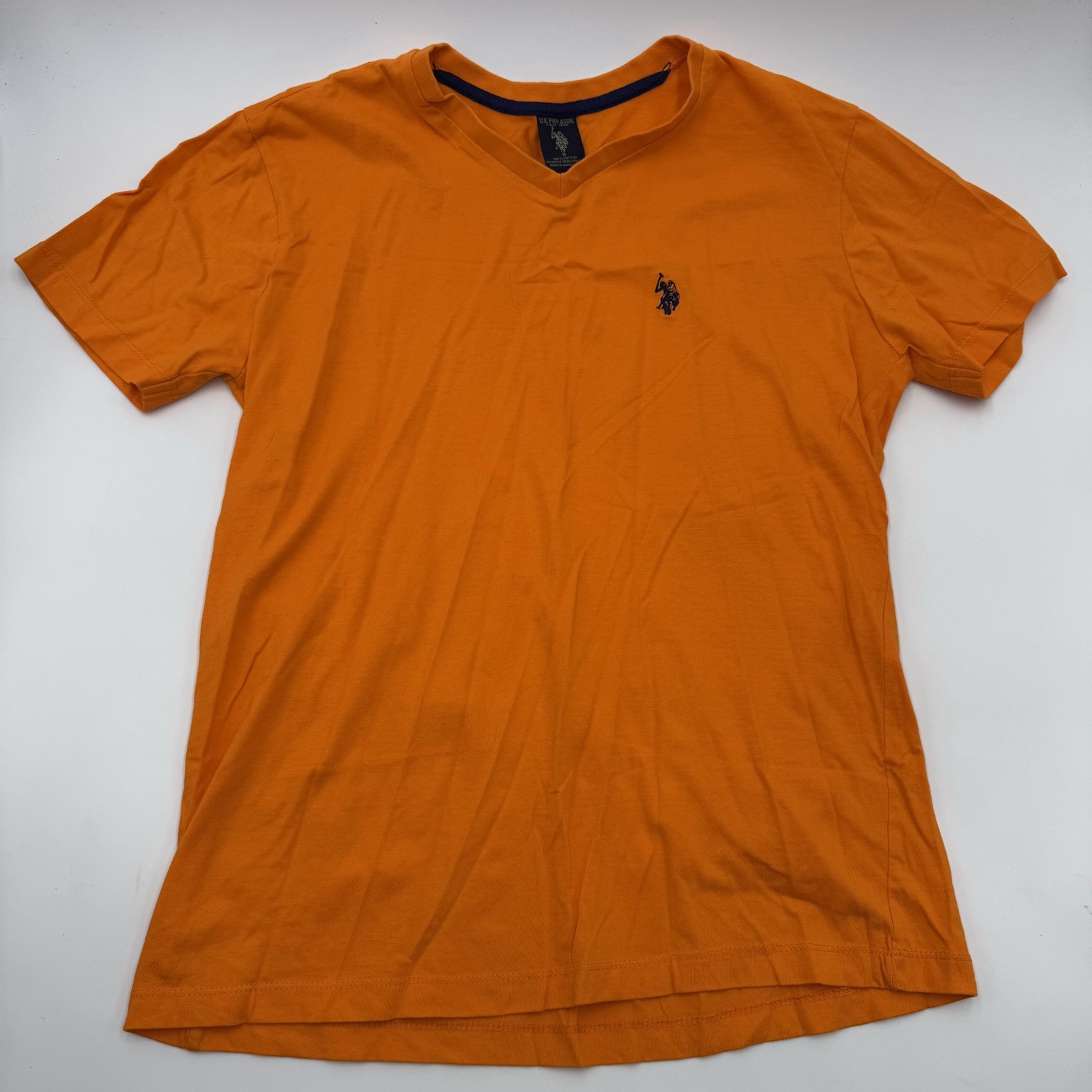 PONY Polo Ralph Lauren Camicia Uomo Arancione Girocollo Tshirt Manica Corta Taglia S
