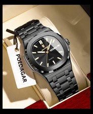 POEDAGAR Mens Luxury Watch Quartz Waterproof Luminous Stainless Steel Wristwatch
