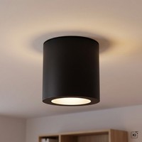 Deckenstrahler Metall Bad Ø8,5 Cm Aufputz IP44 GU10 Spot Deckenlampe Schwarz