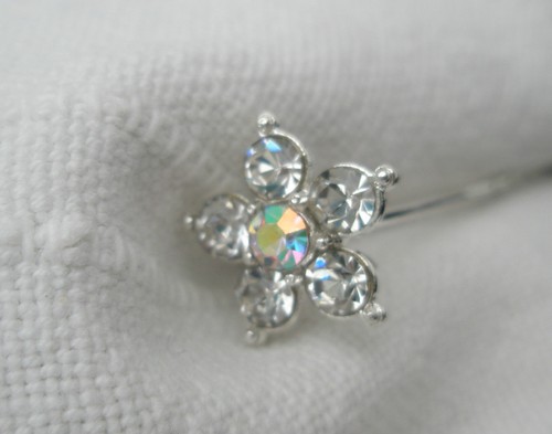 SILBER STRASS BLUMEN HAARNADEL PERLE weiß HAARNADELN BRAUT HOCHZEIT HAARSCHMUCK - Bild 12 von 12