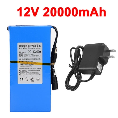 12V DC Rechargeable Lithium-ion Battery Portable Battery Pack w/ Charger Switch - Picture 19 of 25