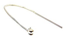 1 pr Sterling Silver 3" 3 inch Ear Thread Threaders Bead Ball End Dangle Earring