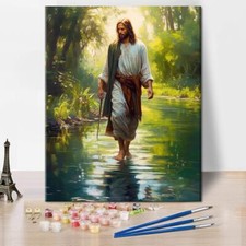 Jesus Paint by Numbers Kit Prayer in The Forest Religious Painting DIY Decor
