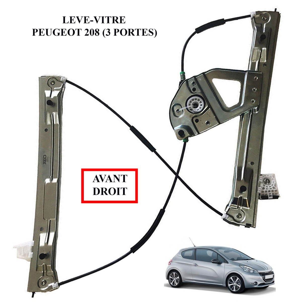 982904338000 MÉCANISME LÈVE Vitre Avant Droit Pour PEUGEOT 208 II (UB