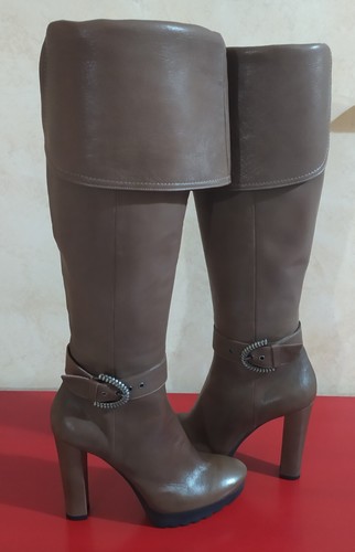 Stivali con plateau KATE tg. 38 Pelle Marrone MADE IN ITALY NUOVO - Foto 12 di 12