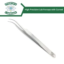 Scientific Labwares High Precision Lab Forceps with Curved Very Fine Tips 4.5 in