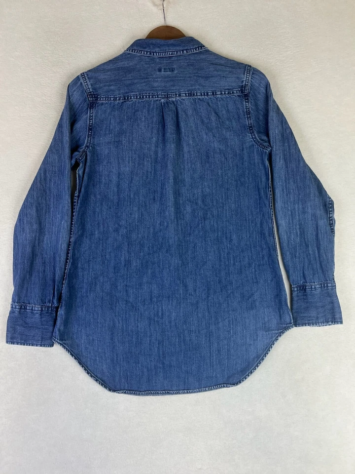 Женская джинсовая рубашка Merona средний размер синяя на пуговицах 2 кармана L/S повседневная - Изображение 4 из 4