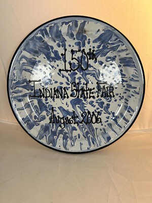 Vintage 2006 Indiana State Fair 150th Anniversary Metal Enamelware Plate