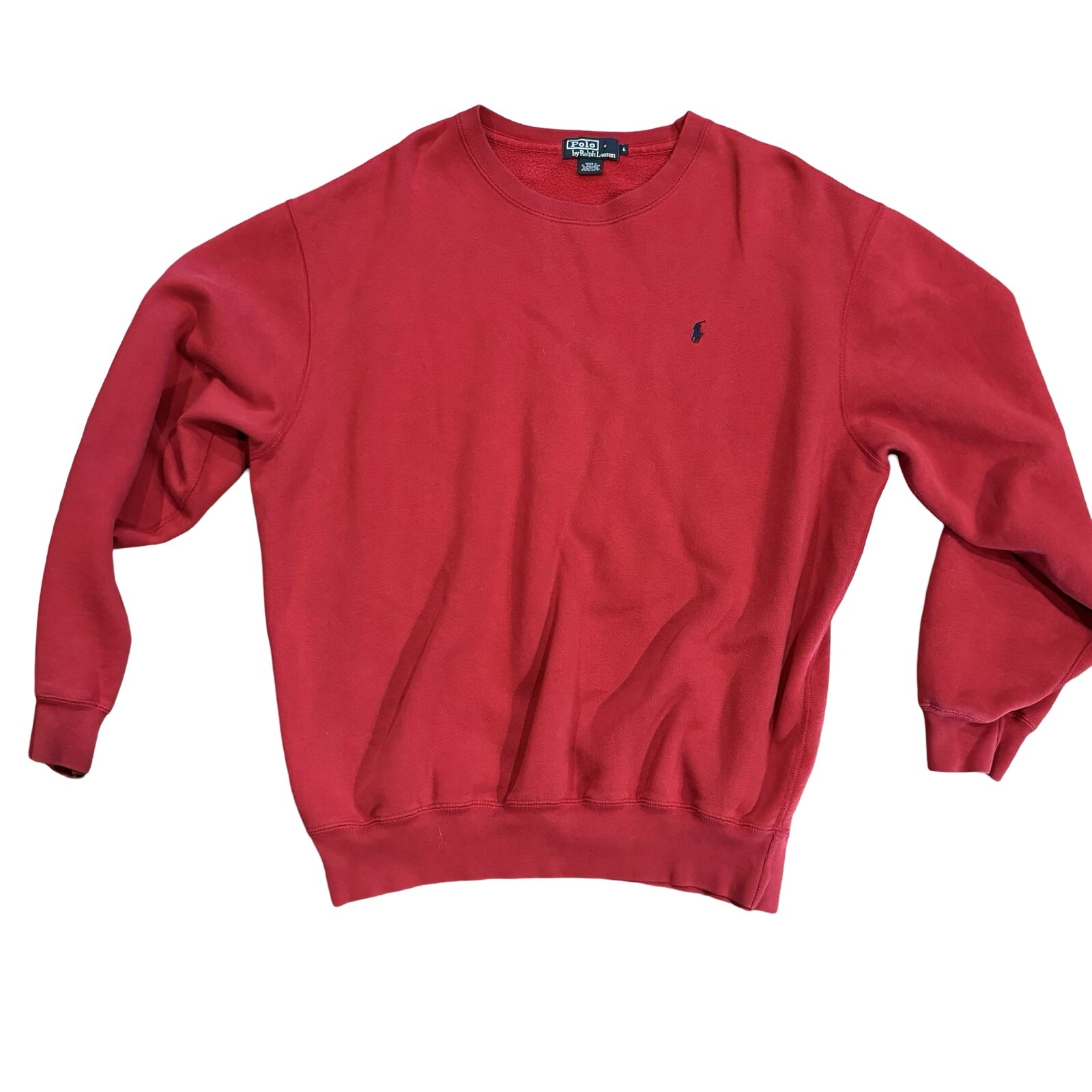 Felpa girocollo Polo Ralph Lauren vintage anni 90 rossa taglia grande pony