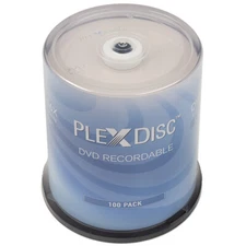 200 PC PlexDisc 16X 4.7 GB DVD-R Logo Top Disc Blank Media Cake Box 632-815