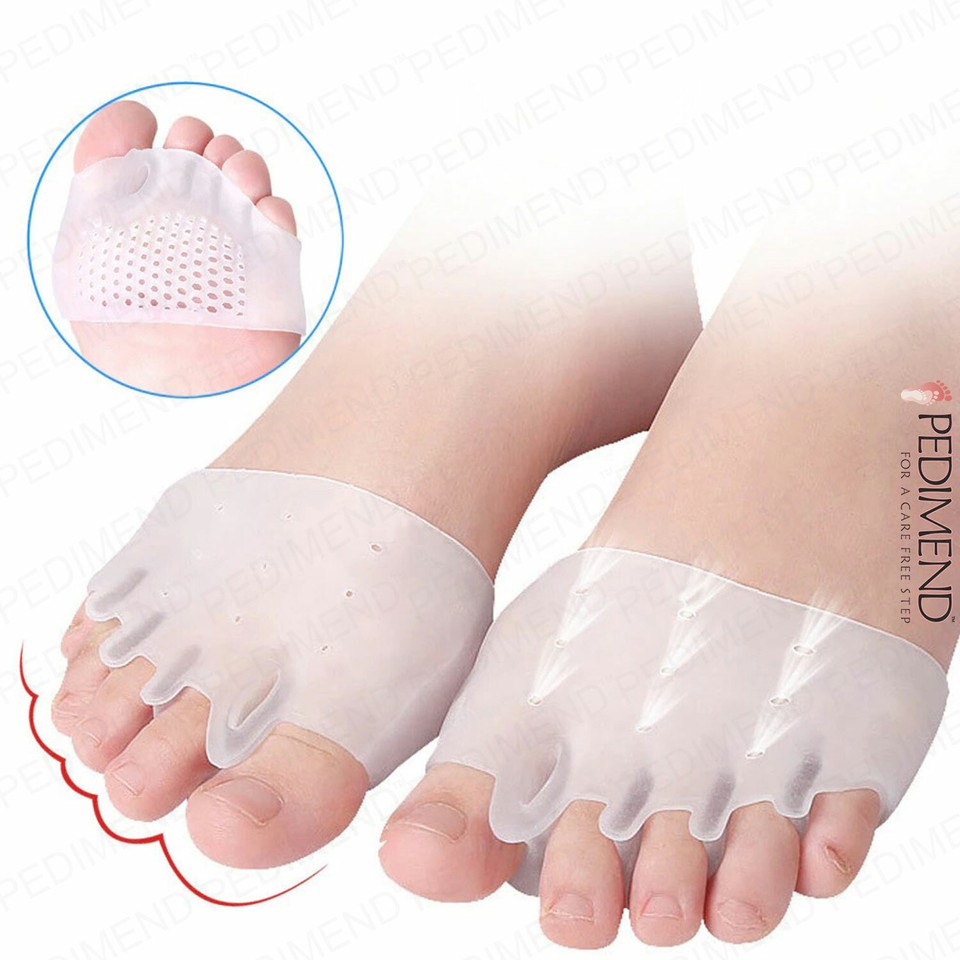 4 Pack Gel Metatarsal Pads & Toe Separators - Soft White Cushions For Foot Pain Relief