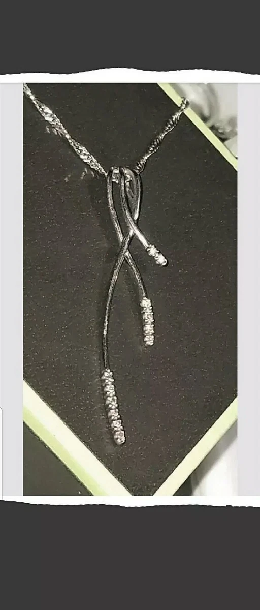 Kay jewelers 10k White Gold pave diamond journey pendant Necklace