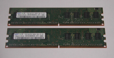2 Stück DDR2-800 DIMM, 1 GByte, PC2-6400U, Samsung M378T2863EHS-CF7, gebraucht