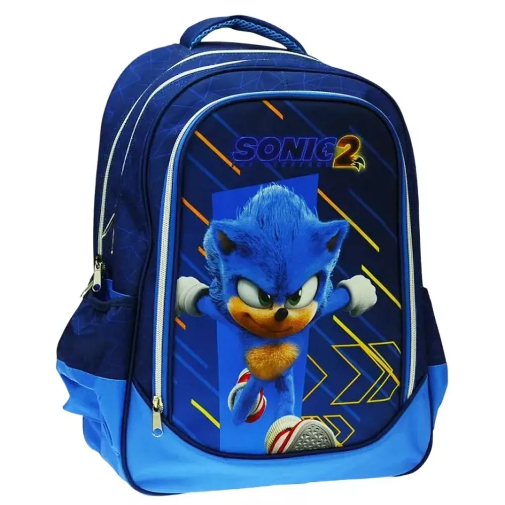 Sonic 2 Set Grande Zaino Astuccio 3zip Sacca Borraccia Scuola Elementare  Bambino