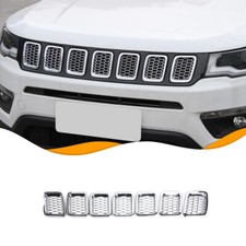 Front Grille Grill Insert Mesh Cover Trim Bezels Chrome For Jeep Compass 2017-20