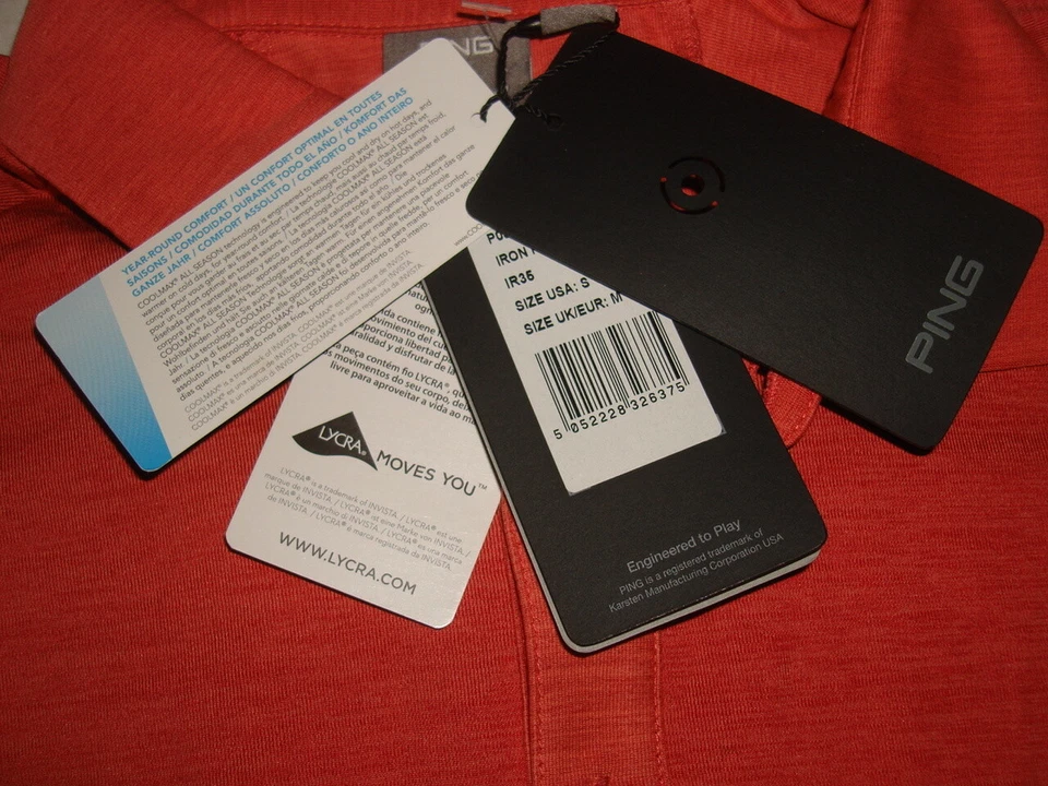 NWT Ping Golf Sensor Cool W/Coolmax UPF 50+ Heathered Red S/S Polo Shirt Sz.S - Image 2 of 4