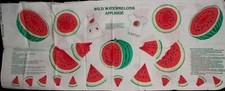 Vtg CRANSTON CRAFT WORKS Fabric Panel WILD WATERMELON Appliques w/ Instructions