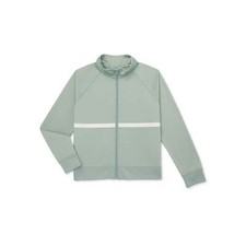 Athletic Works Girls Two-Tone Sweat Jacket, Size M 7-8 Color Green