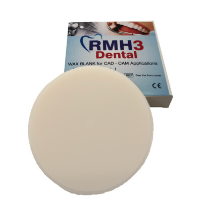 CAD/CAM Wax Blank Disc White Thickness 20mm x 100.6mm Dia Z/Z Compatible 1/pk