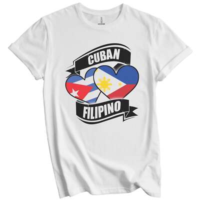 Cuban Filipino Hearts Cuba Philippines Flags T-Shirt