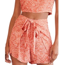 LULU'S Shorts Most Perfect Day Tie Front Pink Print New XS