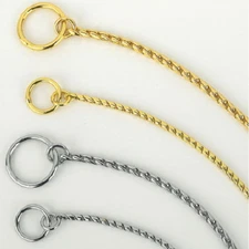 Guardian Gear Show Dog Snake Chain Collar Chrome & Gold: 4 & 5mm 12"-30" lengths