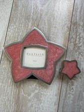 Danforth Pewter Baby Girl Gift Set 2x2 Pink Star Enamel Frame  Tooth Box