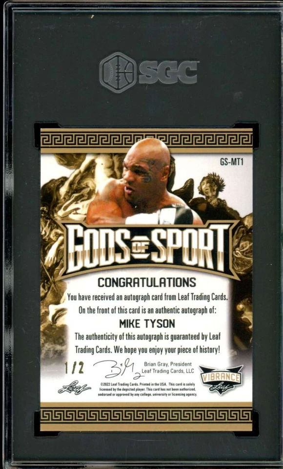 Mike Tyson Boxing 2022 Leaf Vibrance Gods Of Sport Auto (1/2) #GS-MT1 SGC 10 - Image 2 of 2