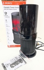 Lasko 1500 W 20" Black Electric Indoor Tower Fireplace Heater, 3D Flame Effect