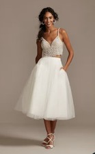 David Bridal Studio Tulle MIDI Skirt Size 10 In White New