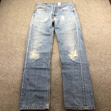 Vintage Levis 501 Jeans Mens 33x36 Blue Light Wash Straight Denim Distressed