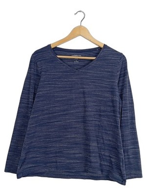 Croft & Barrow Damen Langarmshirt Blau Meliert Gr. 40 L Casual Baumwolle Mix