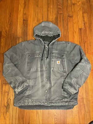 Carhartt Men's Bartlett Jacket Sz Large Gray Adult Sherpa Fleece Heavy Duty 