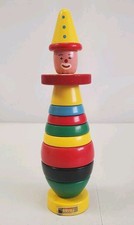 Vintage Brio Wooden Circus Clown Stacking Toy Wood Made In Sweden