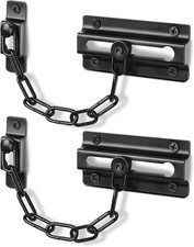 2 Pack Door Chain Lock Black, Security Door Chain for Inside Door, Premium Thick