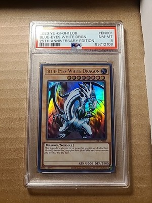 Yugioh Blue Eyes White Dragon LOB-EN001 25th Anniversary PSA 8 | eBay