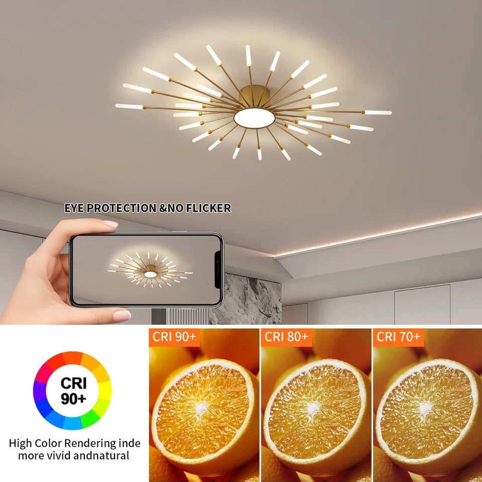 Upgraded 28-Light Flower LED Ceiling Light, Dimmable Flush Mount w/ APP Remote - Image 2 of 4