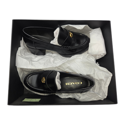COACH Womens Natalie Loafer Black Slip‑On Block Heel Size 6 - NIB