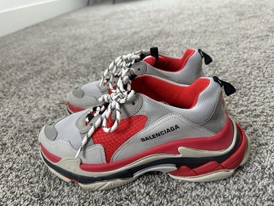 Balenciaga Triple S Sneakers Red Gray Black Size 43 (US 10)
