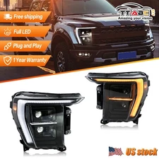 Full LED Headlights For 2021 2022 2023 Ford F150 w/Dynamic Animation 1Pair +DRL