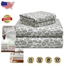 King Size Flannel Sheet Set 180 GSM Luxury Cotton Animal Print Oeko-Tex