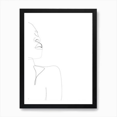 Strichzeichnung eines Frauengesichts 1 Bogen gerahmtes Wandbild Poster Leinwanddruck Bild