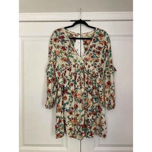 UNDERCOVER Raga Mini Abito Piccolo Stampa Floreale Fuga Segreta Manica Lunga Arancione Verde