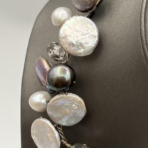 Splendida grande collana di perle con pavone d'acqua dolce grigio 15" - Foto 8 di 11