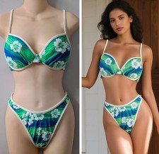 Bare Assets Vintage High Leg Bikini Dead Stock Tropical Print Push-up 90's Y2K S