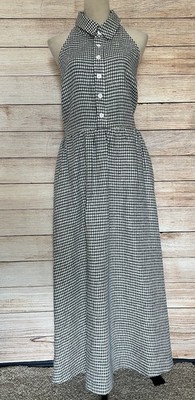 linen pattern dress The Linen Oversized Puff-Sleeve Dress main image 1